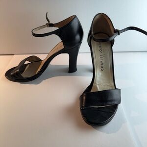 Charles Jourdan Black Heeled Sandals Elegant Design